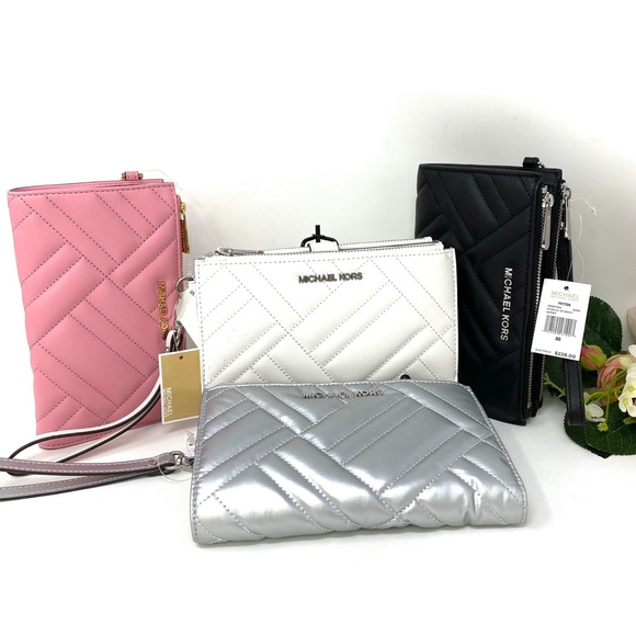 Michael Kors Peyton DoubleZip Wrestl Wallet Silver - Picture 6 of 7